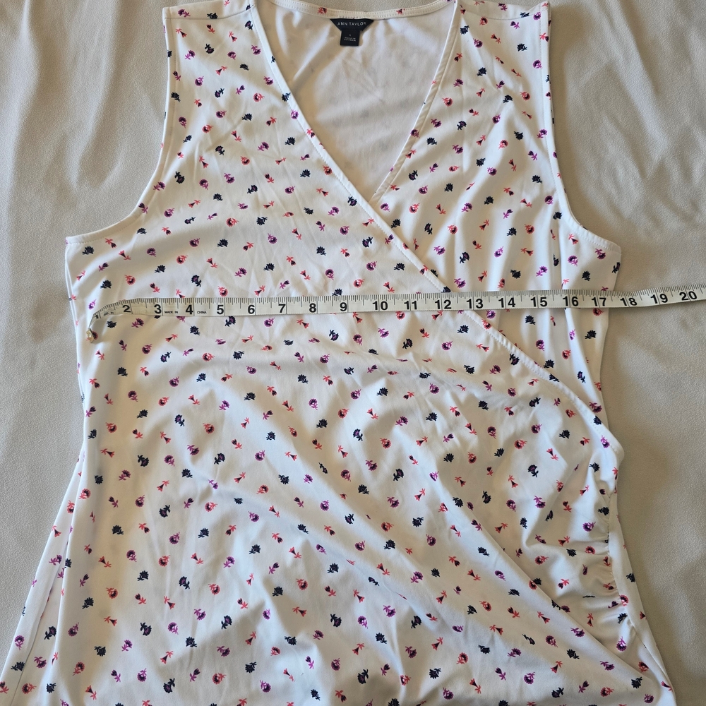 Ann Taylor Cream Sleeveless Wrap Tank Top
